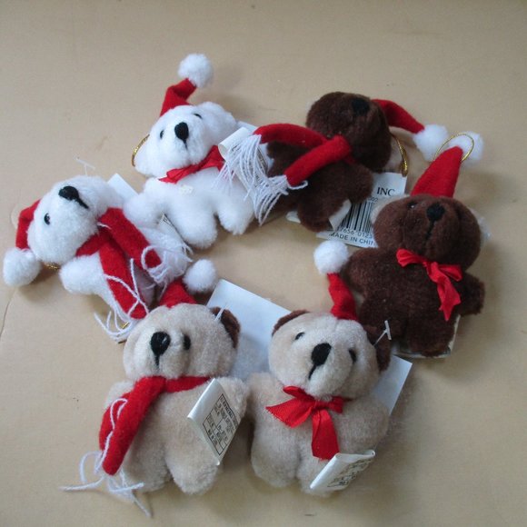 *Stuffed Mini Teddy Bear Tree Decor Ornaments - Picture 1 of 6